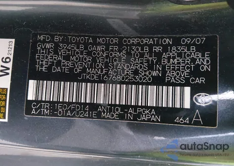 2008 Scion Tc из США, поврежденный, VIN JTKDE167680253020